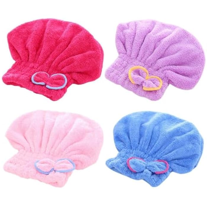 Hair Drying Bonnet with Cute Striped Bow – High-Absorbency Microfiber Cap for Quick Drying, Deep Conditioning, Oil Therapy & Cream Masks – Soft Towel Wrap for Home Spa Routines - Image 3